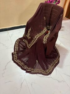 handwork coffe brown  Saree