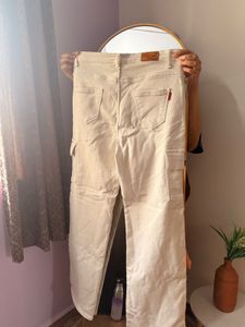 off white color cargo denim
