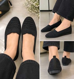 Black Knit Ballet Flats