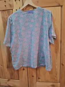 Blue &amp; Pink Floral Print Kurta
