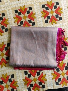 Silver-Grey &amp; Rani Pink Soft Silk Saree
