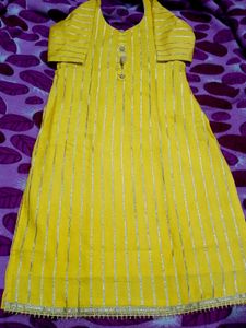 Yellow Striped Kurta Set
