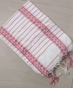 Red White colour pure Cotton Saree