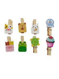 Cute Animal Wooden pins ( pack of 8)