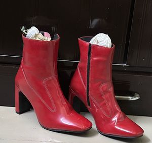 Red Patent Heeled Boots