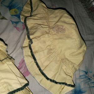 2 Year Kid Frock With Set Cap, Good Condition
