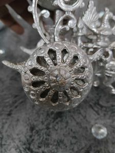 Mahabharat Rath Silver Colored Metallic Showpiece