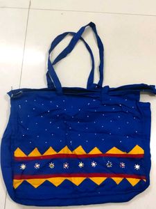 Boho Embroidered Blue Tote Bag