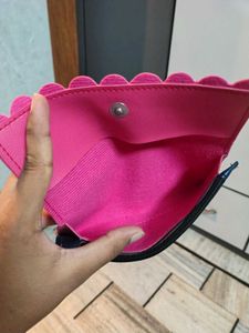 Pink &amp; Navy Embroidered Wallet