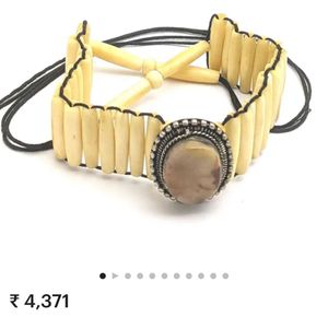 vintage bone beaded agate boho choker