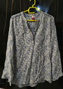 Patterned Long Sleeve Blouse