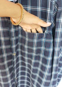 Men's Blue Plaid Casual Shirt