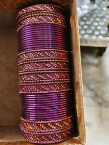 Purple Glitter Bangles Set