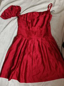 Red One-Shoulder Dress-party-price Slashed
