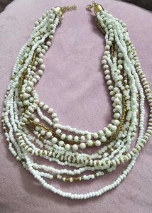 White Beaded Multi-Layer Necklace