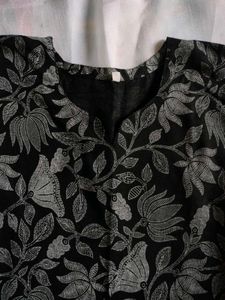 Elegant Black Floral Print short Kurti