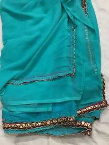 Teal Dupatta with Embellished Border