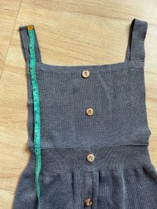Grey Button-Front Midi Dress