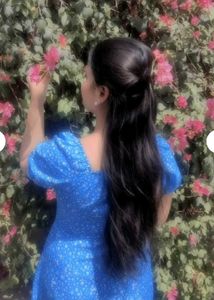Chic Blue Floral Midi Dress