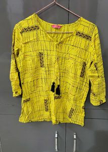 Yellow Printed Kurta