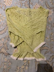 Light Green Knit Cardigan top