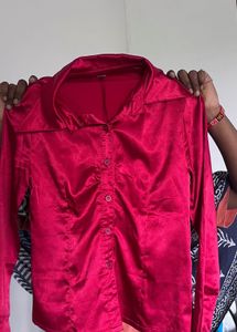 Satin Button-Up Shirt
