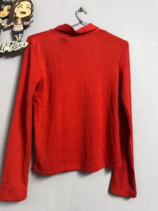 Stylish Red Cut-Out Full Sleeve Top