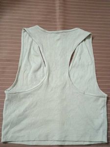 Zara Beige Ribbed Sleeveless Crop Top for Women