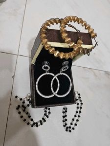 Chic Hoop Earrings & Beaded Necklace Set