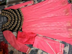 Elegant Pinkstone And Beads Work Anarkali Suit