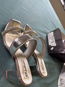 Sparkling Silver Block Heels