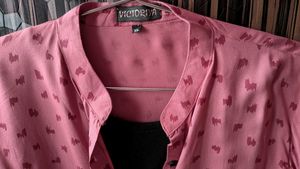 Pink Heart Print Top