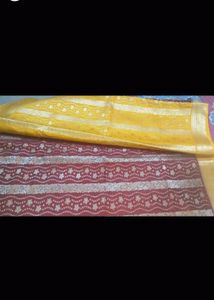 Beautiful Heavy Maroon Yellow Silk Saree