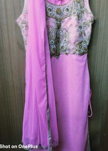 Pink Embellished heavy dress with sleeves for atta