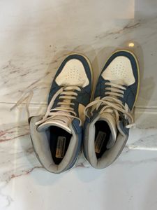 Blue and White High-Top Sneakers