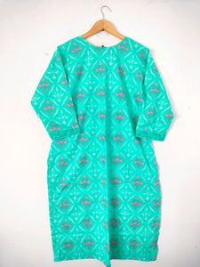 Cyan Printed Casual Kurta (Women's)