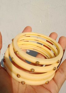 Elegant Cream &amp; Gold Bangles