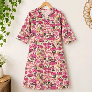 Floral Print Button-Up Kurta