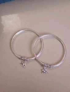 Silver Anklets with Elephant Charms