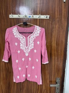Pink Chikankari Kurta