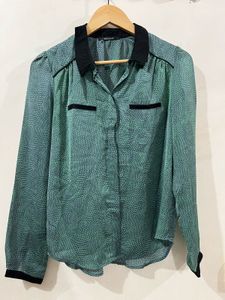 Kookai Green Printed Blouse – Size 38 (M)