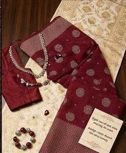 Maroon Saree with White Floral Print