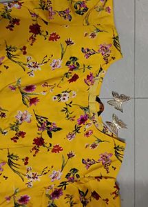 Yellow Floral Ruffled Dress