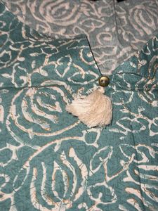 Green Block Print Kurta