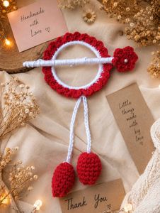 Handmade Crochet Hair Accessory | Red &amp; White Eleg