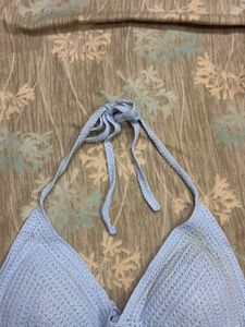 Crocheted Blue Halter Top