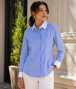 Classic Blue Striped Button-Up Shirt