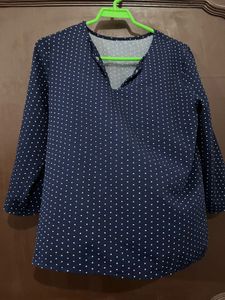 Classic Navy Polka Dot top