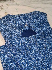 Chic Blue Floral A-Line Dress