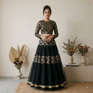 Elegant Black Floral Lehenga Set